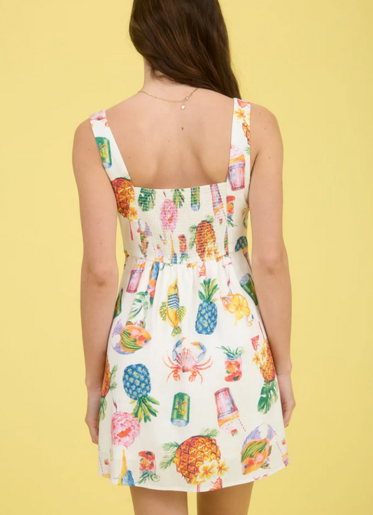 JoJo Tropical Summer Linen Mini Dress