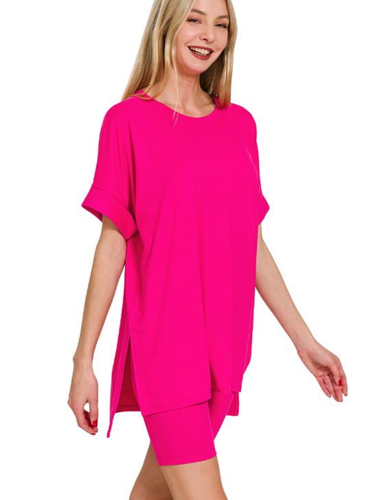 Parker Biker Short Set- Hot Pink