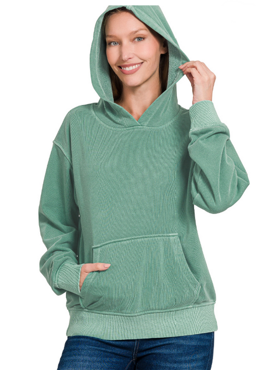 Breanna Basic Hoodie - Green
