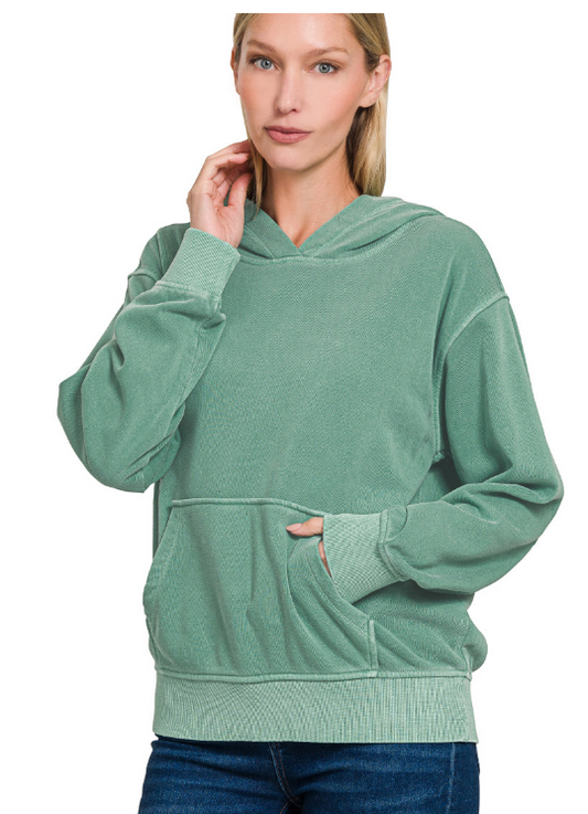 Breanna Basic Hoodie - Green