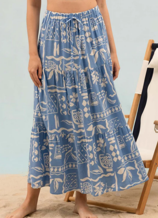 Jenna Boho Tiered Midi Skirt