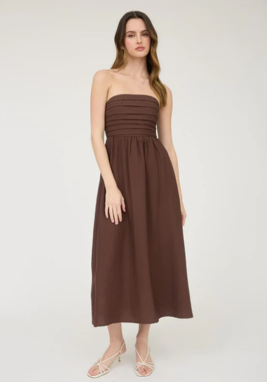 Barbra Pleated Strapless Sundress