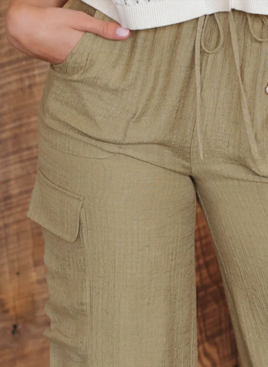 Marley Wide Leg Cargo Pants- Olive