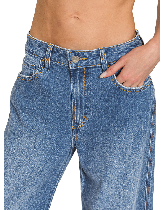 Hazel High Rise Wide Leg  Cuff Jeans- Medium Wash