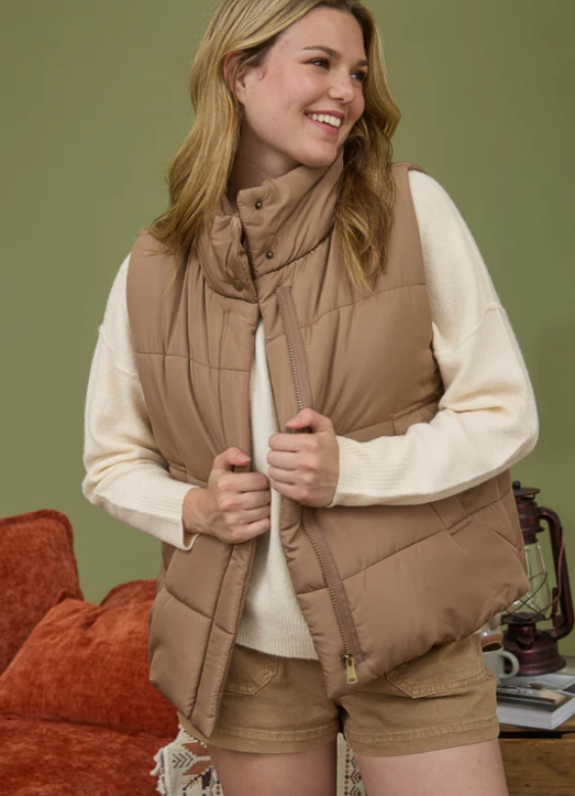 Mindy Puffer Vest - Mocha