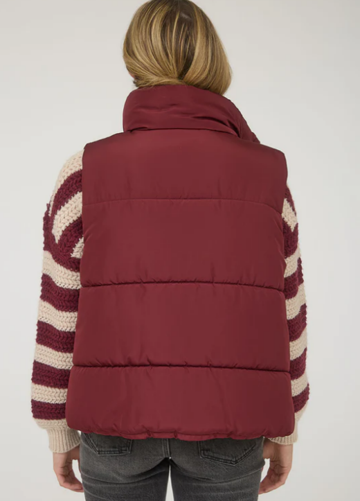 Mindy Puffer Vest - Burgundy