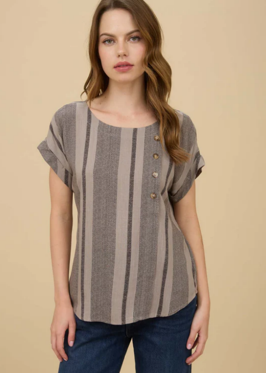 Marsha Side Button Short Sleeve Top