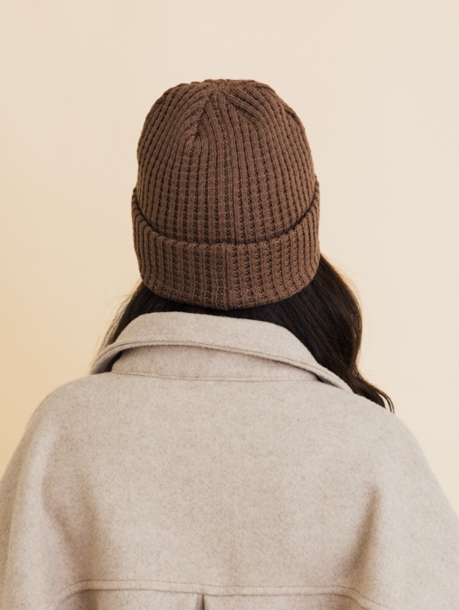 Warm Waffle Knit Beanie- Mocha