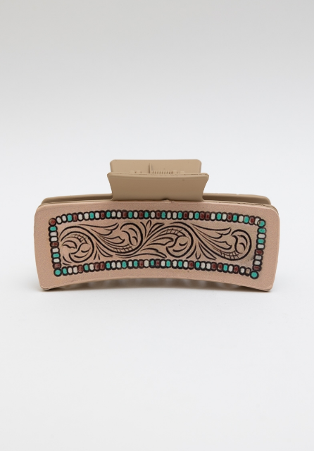 Western Hair Claw Clip- Turquoise Rodeo