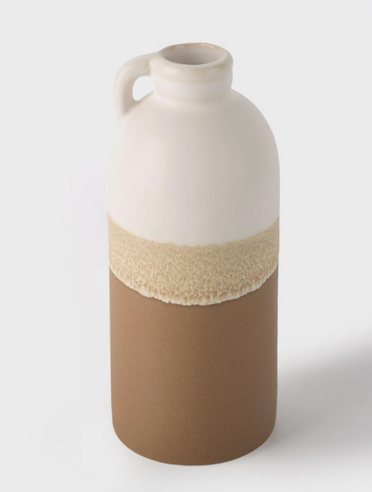 Reactive Glaze Ceramic Vase- Brown/White