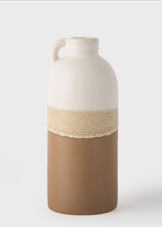 Reactive Glaze Ceramic Vase- Brown/White
