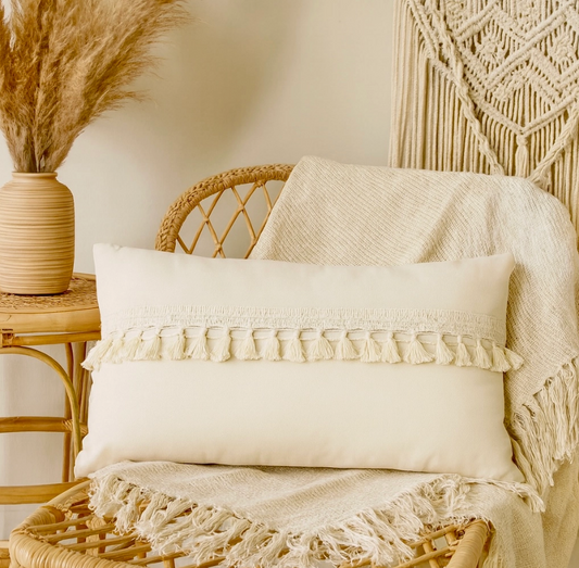 Boho Tassel Throw Pillow 12"x20"