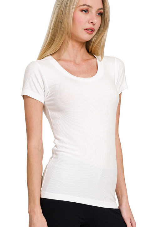 Lynn Ribbed Short Sleeve Tee
