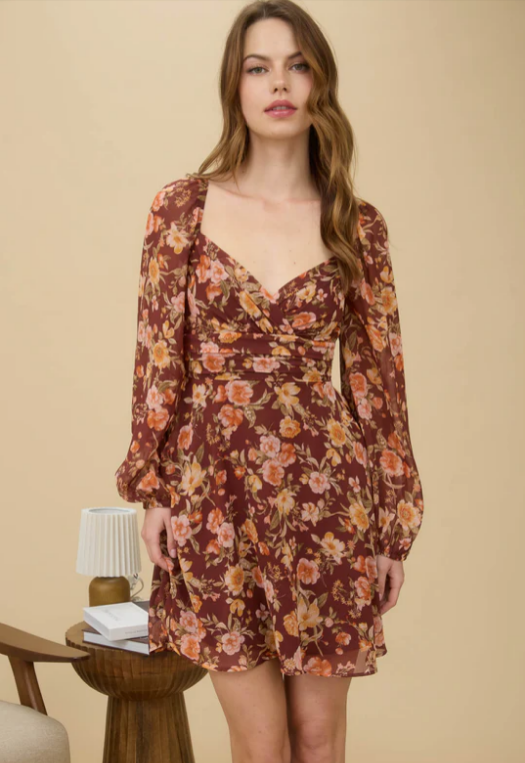 Rosie Floral Sweetheart Mini Dress