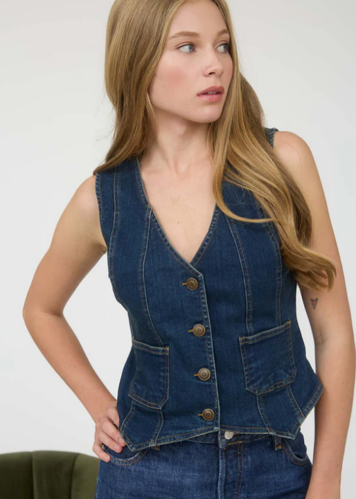 Kira Dark Wash Denim Vest