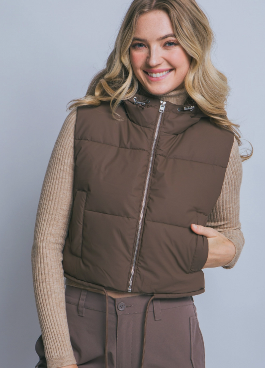 Haley Hooded Cropped Puffer Vest