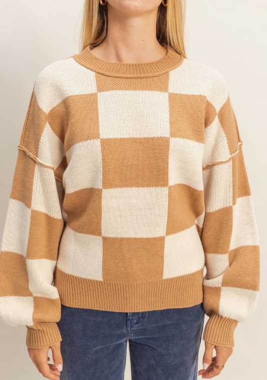 Becca Checkered Knit Sweater