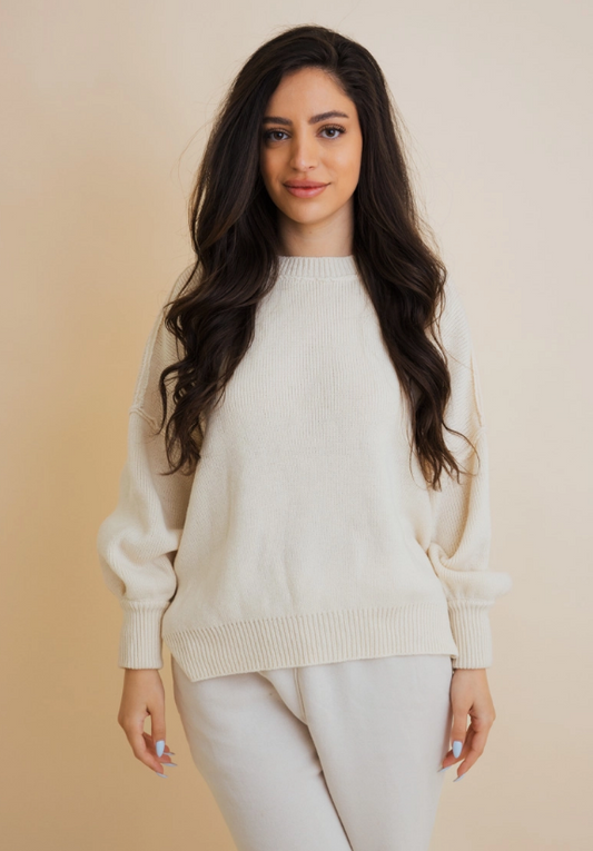 Sarah Drop Sleeve Knit Sweater - Ivory