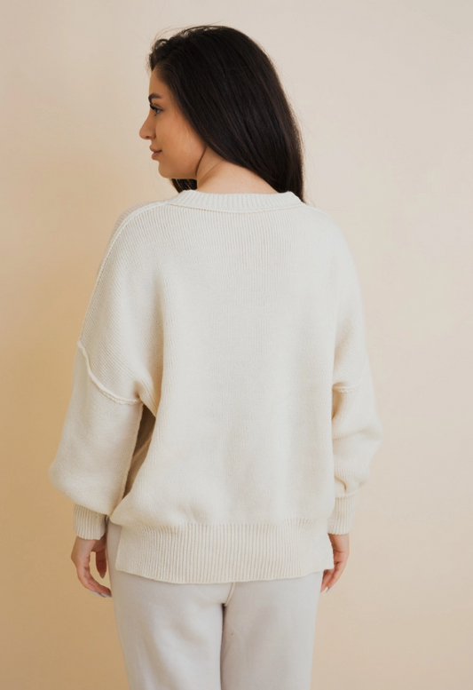 Sarah Drop Sleeve Knit Sweater - Ivory