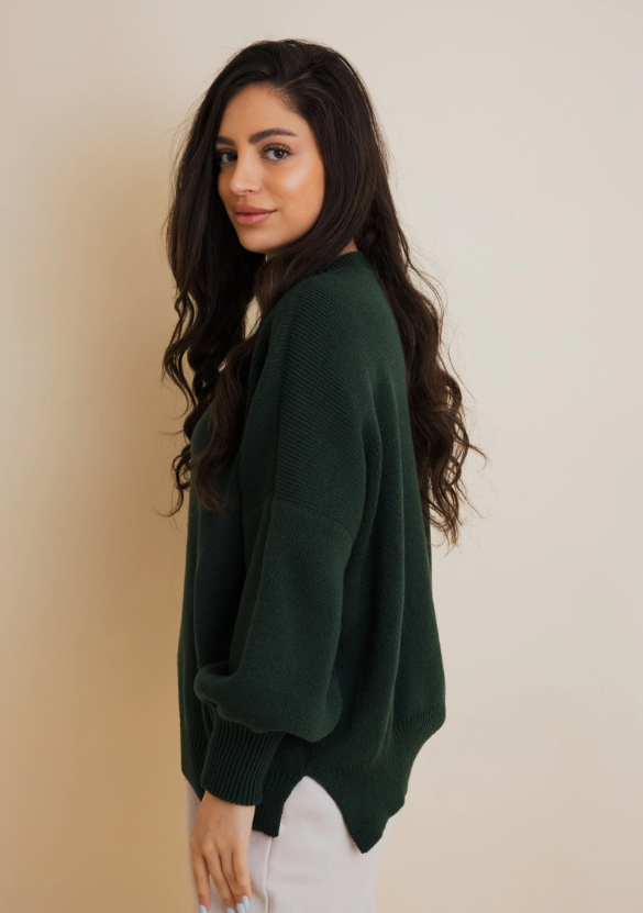 Sarah Drop Sleeve Knit Sweater - Dk Green