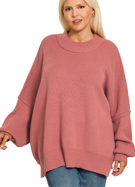 + Blake Oversized Side Slit- Rose