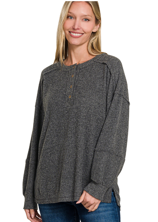 Isabel Oversized Ribbed Henley