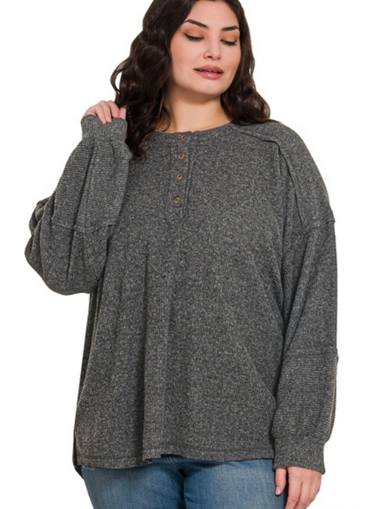 + Isabel Oversized Ribbed Henley