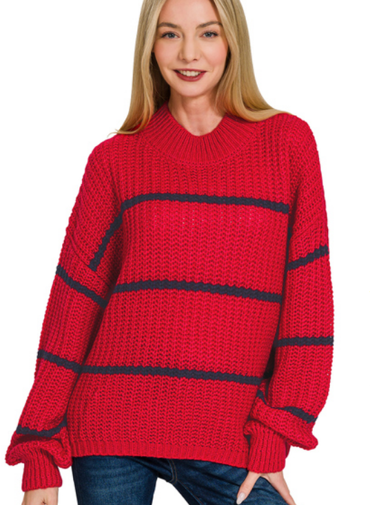 Renette Oversized Sweater-Red