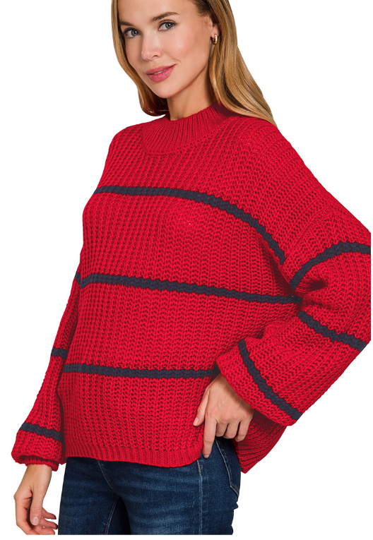 Renette Oversized Sweater-Red