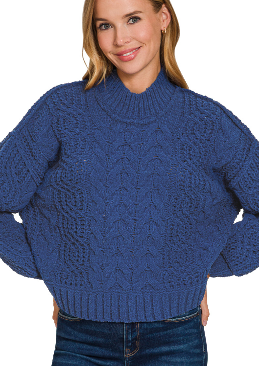 Masie Cable Knit Sweater - Blue