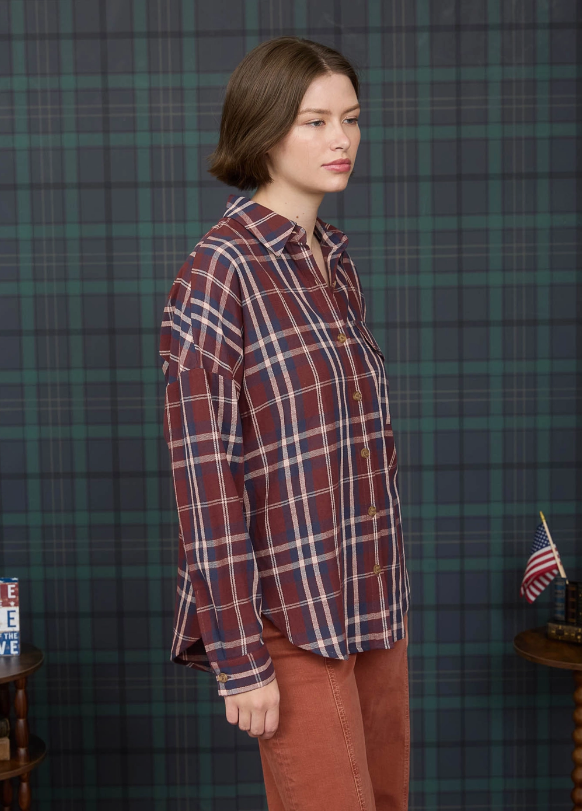 Cindy Plaid Button Down Top
