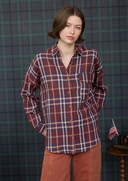 Cindy Plaid Button Down Top