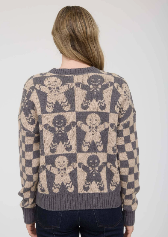Gingerbread Christmas Sweater-Charcoal