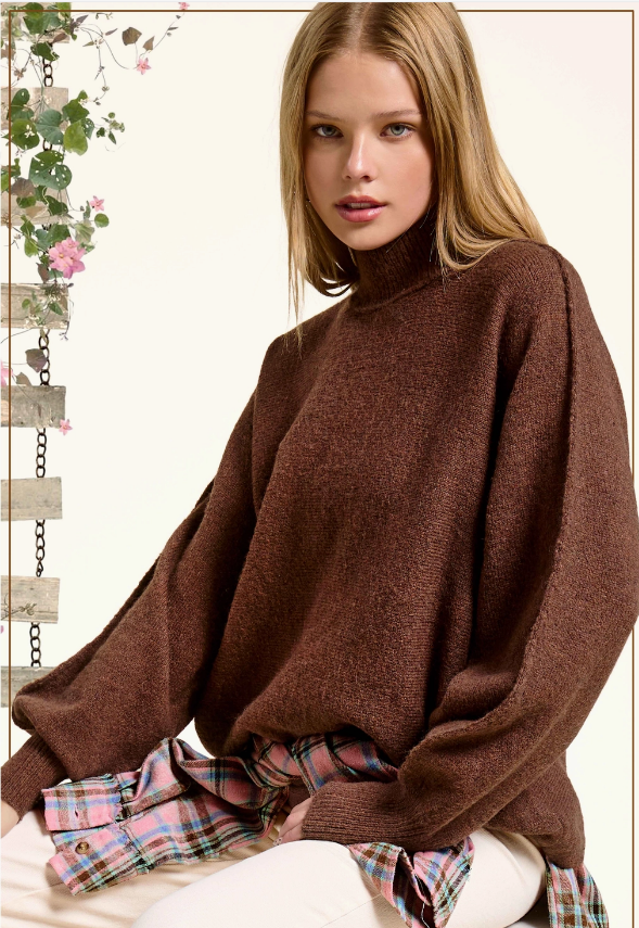 Rose Balloon Sleeve Sweater