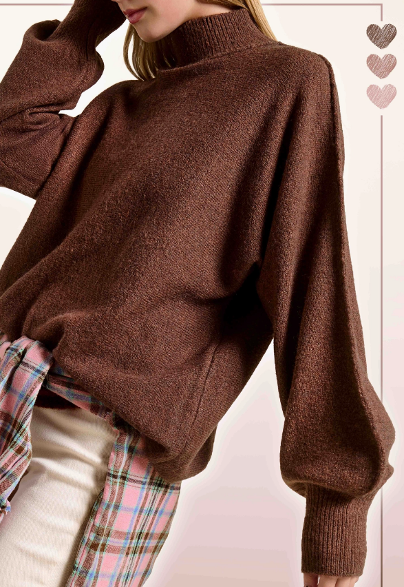 Rose Balloon Sleeve Sweater