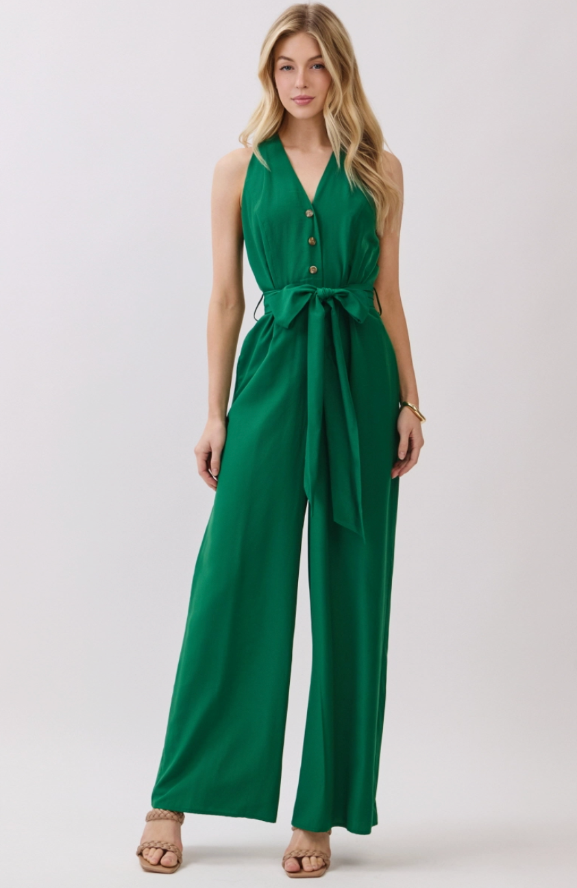 Scarlett Solid Button Down Jumpsuit