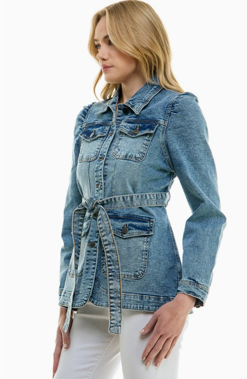 Natalie Belted Denim Jacket