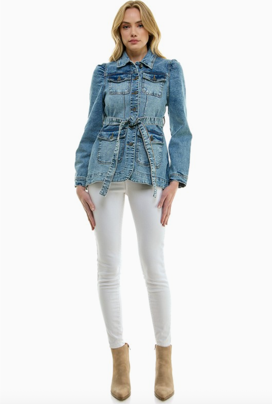 Natalie Belted Denim Jacket