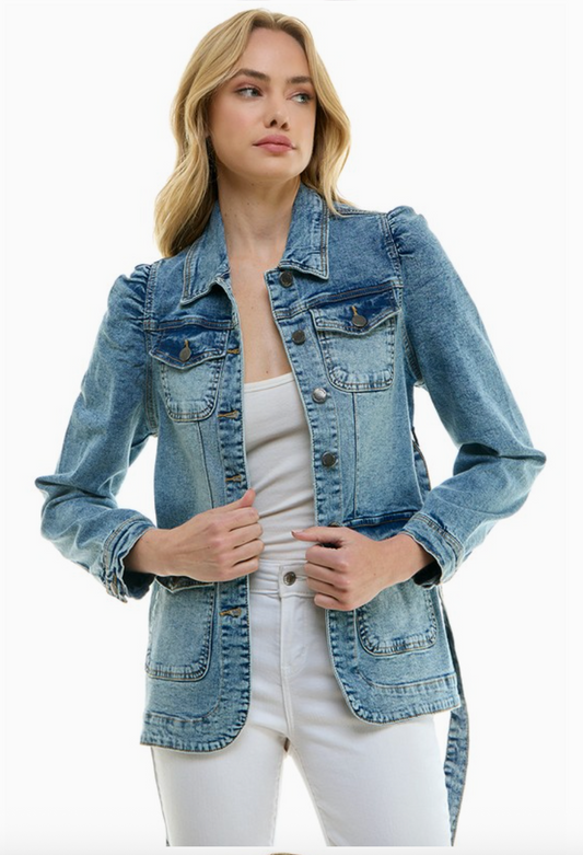 Natalie Belted Denim Jacket