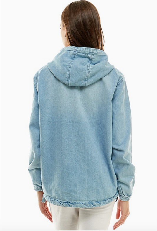 Carys Quarter Zip Oversized Denim Jacket