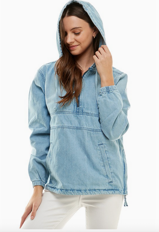 Carys Quarter Zip Oversized Denim Jacket