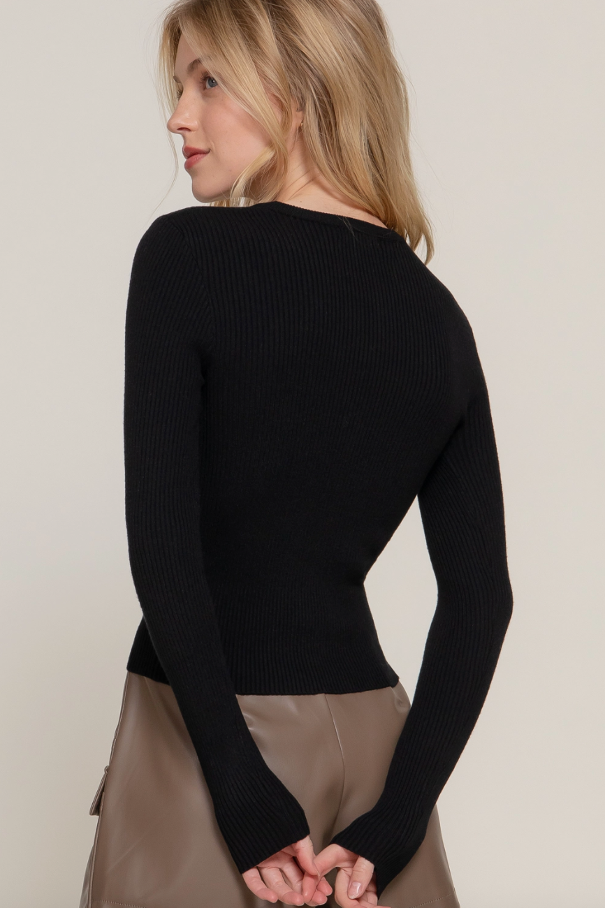 Margot Ribbed Long Sleeve -Black