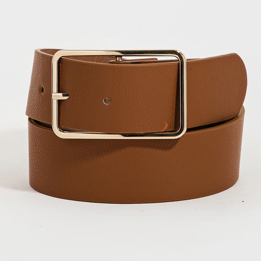 Lila Vegan Leather Belt - Camel
