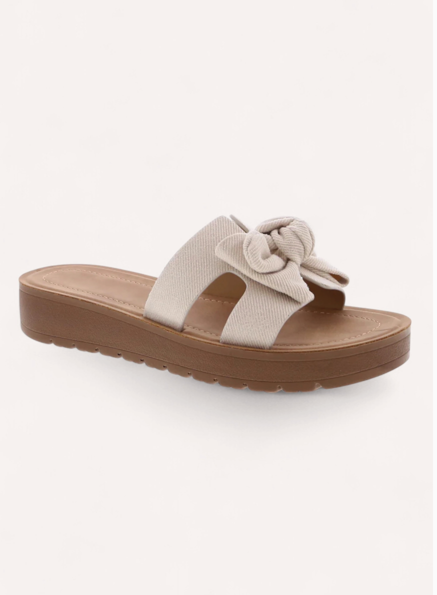 Susie Bow Knot Slide - Ivory