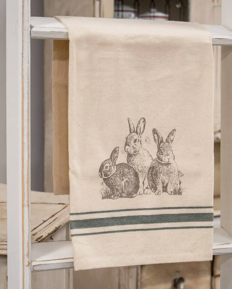 Bunny Striped Tea Towel