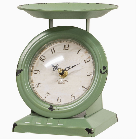 Vintage Green Old Town Scale Clock