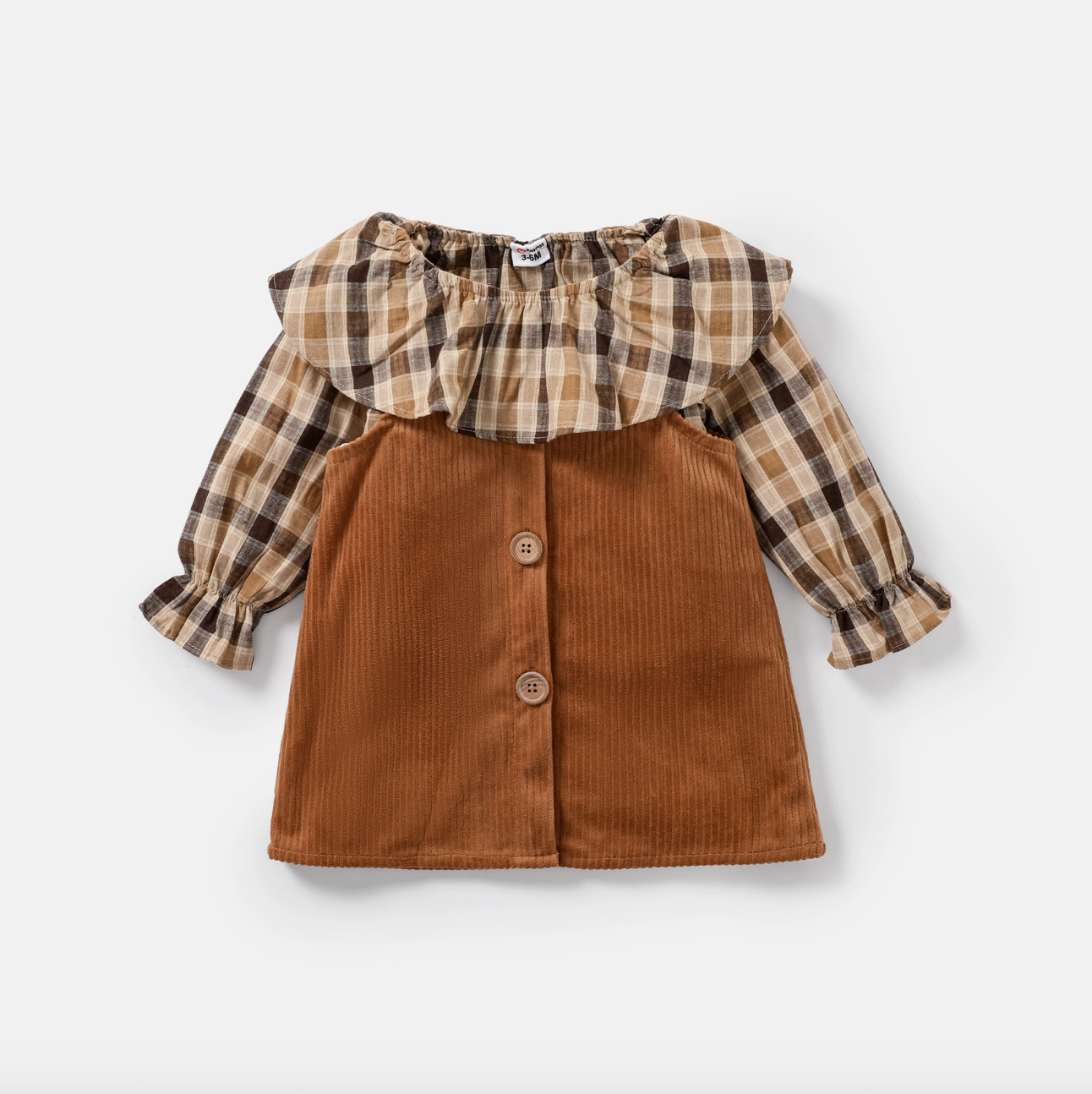 Girls Plaid Ruffle Top and Overall Dress Set