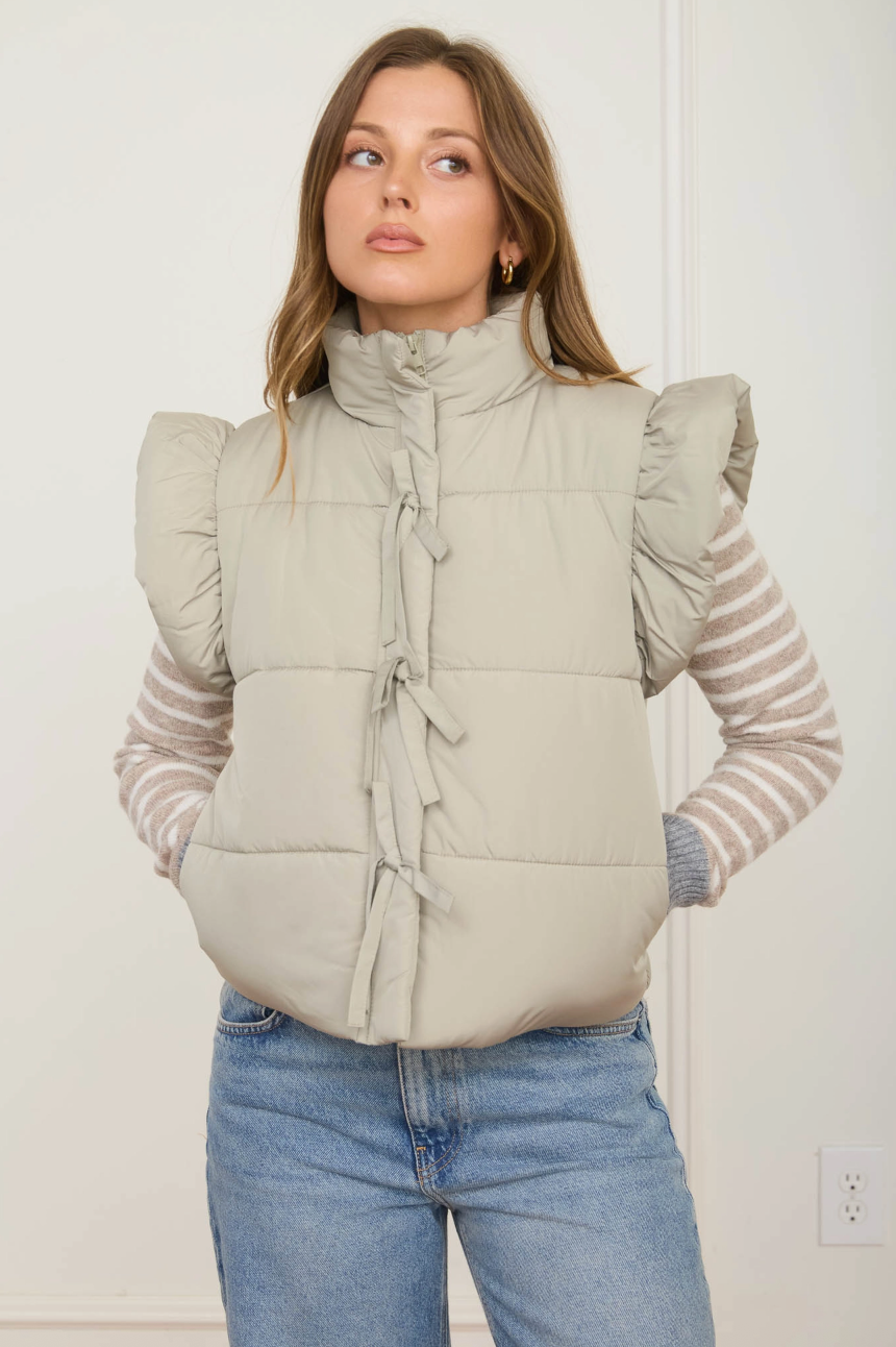 Hadley Flutter Sleeve Bow Detail Vest