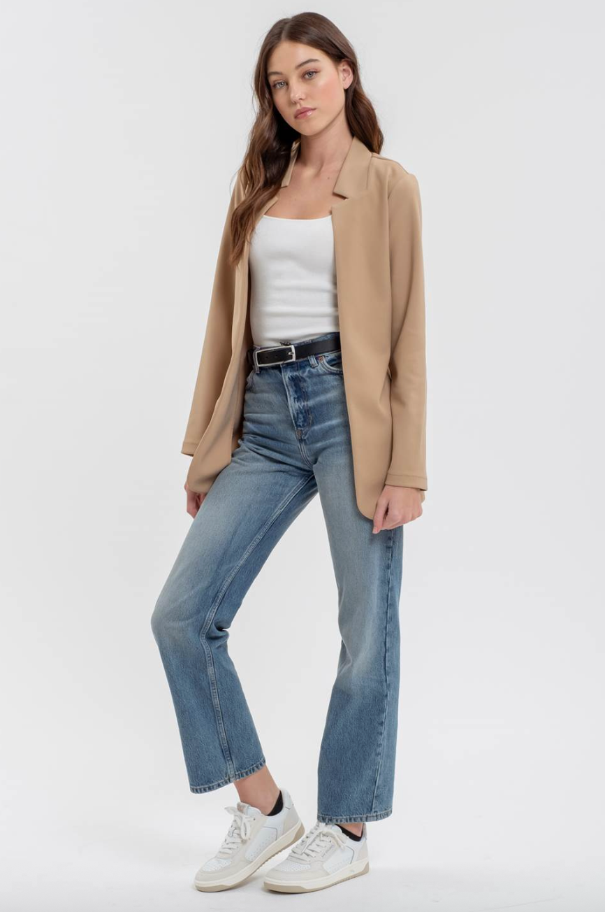 Marguerite Notch Collar Long Line Blazer