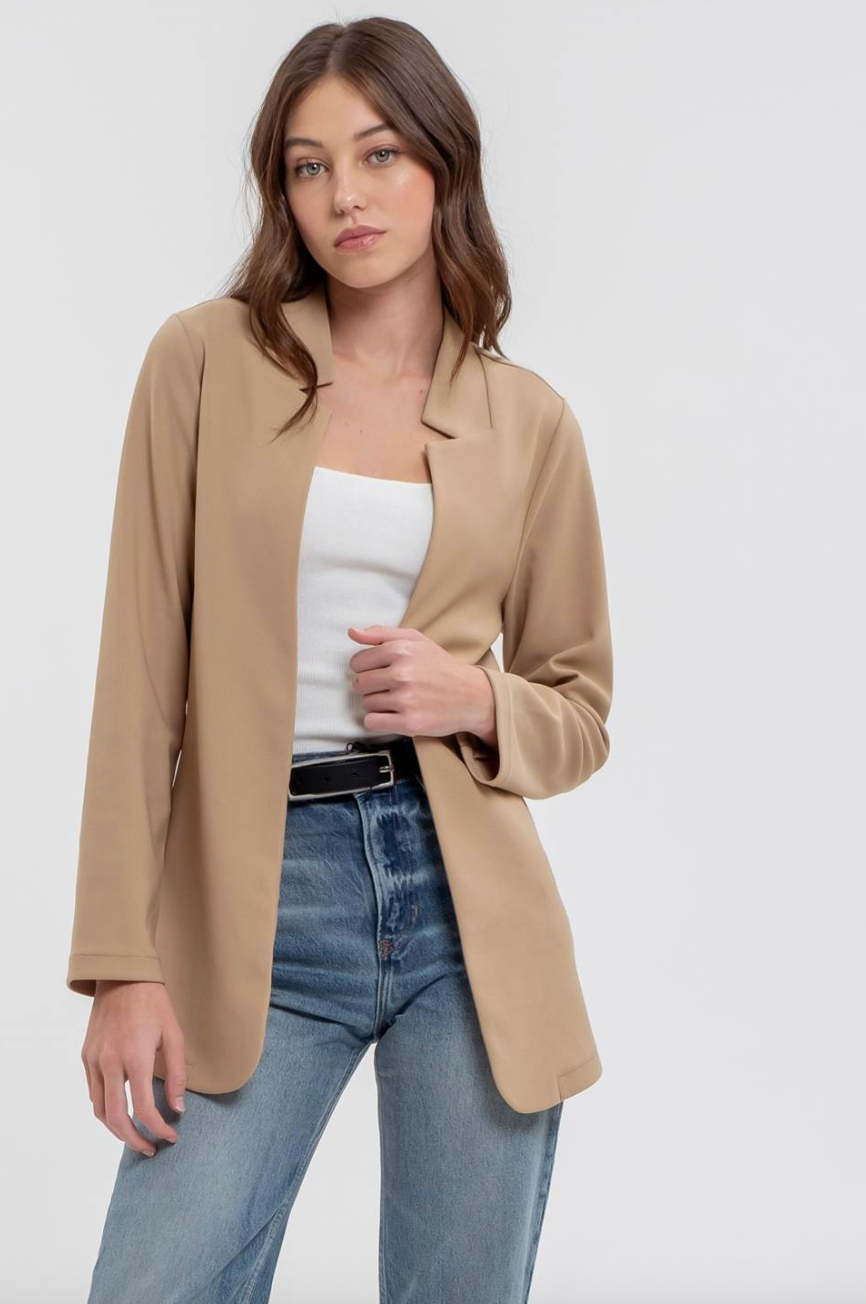 Marguerite Notch Collar Long Line Blazer